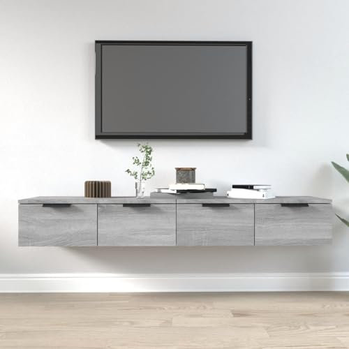 Iiaky Wandschränke 2 STK. Grau Sonoma 68x30x20 cm Holzwerkstoff HäNgeschräNke FüRs Bad Schrankaufsatz