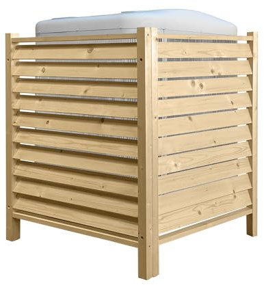 Clôture d'intimité à 2 Panneaux pour unité de climatisation 96,5 cm H x 78,7 cm l – Bois véritable Attrayant, persiennes pour la Circulation de l'air, espacement idéal des Lattes – Assemblage Minimal