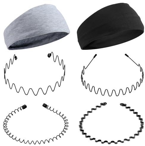 Oderra 4 Pezzi Fasce Per Capelli Donna, Cerchietto Capelli Uomo, Cerchietto per Capelli in Metallo, Antiscivolo Cerchietto, Adatto per Sport, Yoga, Trucco
