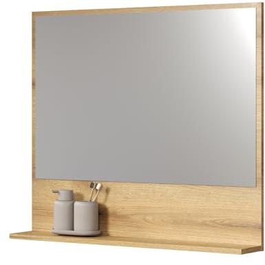 Furn.Design Badezimmer Spiegel in Eiche Evoke Badspiegel mit Ablage Wandspiegel 80 cm Feliz (80 cm)