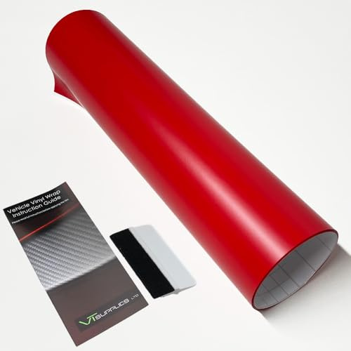 Matt Car Vinyl Wrap [Self Adhesive Air Release Film] with Squeegee Tool - Outdoor Rated for Car Automotive Use (Red, 30 x 152cm)