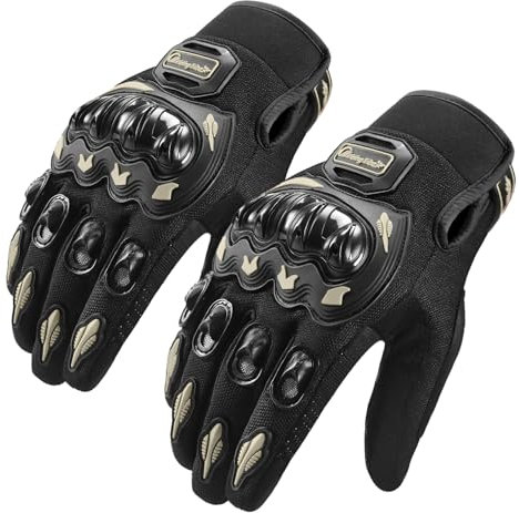 Motorradhandschuhe, Anti-Fall, Vollfinger-Touchscreen-Handschuhe für Dirt Bike, Knöchel, Vollschutz, Motocross-Handschuhe für Rennen, Radfahren, ATV (Schwarz, M)