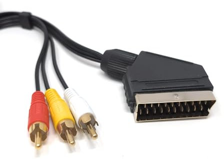mCore 1.5M SCART to 3 RCA Audio Video AV Adapter Cable – SCART to RCA Male Composite Connector for TV, DVD, VCR, Game Consoles
