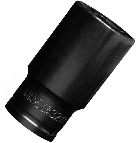 32 mm Schlag-Stecknuss, 1/2-Zoll-Antrieb, tiefes 6-Kant-Radmuttern-Steckschlüssel-Set, CR-MO für einfache Autoreparatur, mechanische Wartung und Heimgebrauch (32 mm)