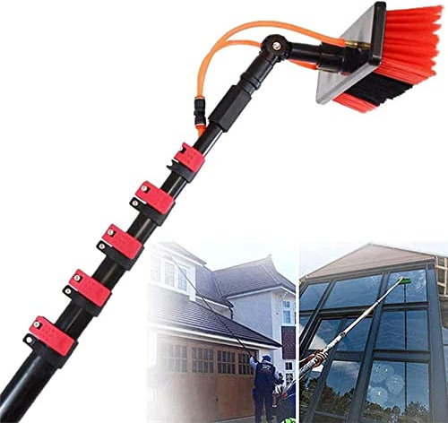 Window Cleaning Pole 40 FT - Extendable Water Fed Pole for Solar Panels - 10M Rod with 35cm Brush Head - Perfect for Photovoltaic Panel Cleaning