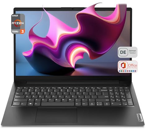 Lenovo Ordenador portátil V15 G4 AMN, AMD Ryzen 3 7320U, 8 GB LPDDR5 RAM, 1 TB PCIe SSD, pantalla FHD de 15,6, AMD Radeon 610M, teclado QWERTZ, Windows 11 Pro, negro