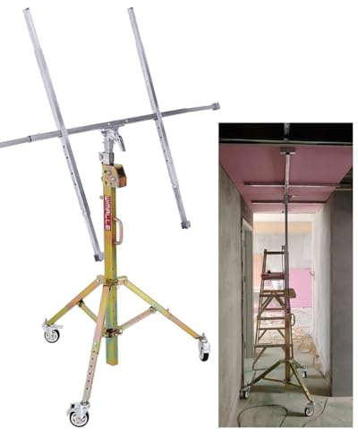 Plattenheber Trockenbau Verstellbares Hebewerkzeug für Trockenbauwände 3,0m 3,5m 4,0m, Neigbarer und Zusammenklappbarer Hebelift für Gipskartonplatten, Rollender Hebelift für Gipskartonplatten(Max Hei