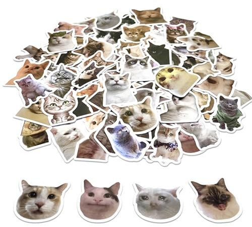 BRDXOOL 100 pegatinas para gatos, lindas decoraciones, decoración retro de bricolaje, pegatinas sencillas y divertidas, adecuadas para ordenadores, teléfonos móviles, monopatines, vasos de agua,