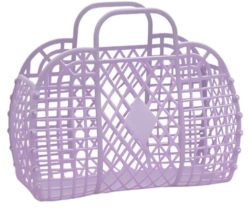 manhegari Jelly Bag Für Kinder, Tragbarer Retro-Geleekorb Ausgehöhlter -Korb, Retro Strandkorb Einkaufstaschefür Urlaub, Picknick, Reisen
