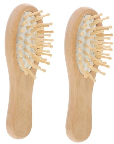 WRITWAA 2stücke Mini-haarbürste aus Holz mit Kleinen Zinken zum Entwirren und Massieren der Kopfhaut Tragbare Reisebürste für Dickes Dünnes Lockiges und Trockenes Haar für Damen und Herren