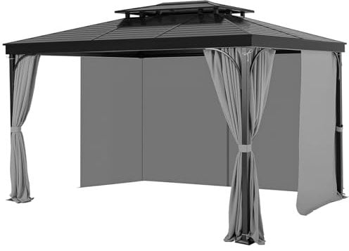 VEVOR Gazebo Curtains Outdoor, Fit 12' x 10' x 6.7' Gazebos, 4-Panel Sidewall Gazebo Privacy Curtains with Zippers, Outdoor Curtain Replacement for Patio Canopy, Only Curtain, Gray