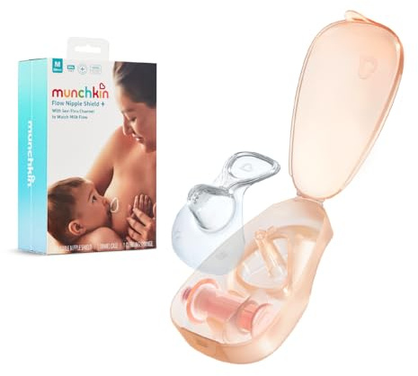 Munchkin Flow 20mm Nipple Shield+ | See Your Milk Flow While You Breastfeed | Breast Feeding & Baby Essentials