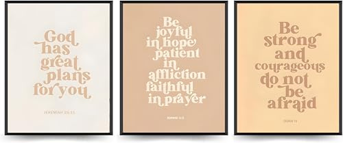 Christliche Leinwandbilder, Set mit 3 inspirierenden Zitaten, Wandkunst, moderne christliche Schrift, Poster, Drucke für Wohnzimmer, Schlafzimmer, ungerahmt (21 x 30 cm)
