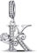 HappyStar Ciondolo con Lettera Dell'alfabeto in Argento Sterling 925 Charm Bead con Rose Pendente con Zirconia Compatibile con Pandora e Europei Bracciale Collane da Donna