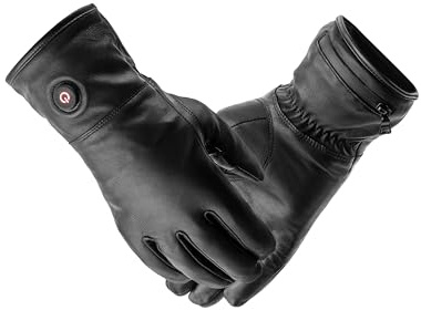 Beheizte Lederhandschuhe Herren & Damen – Winter Handschuhe – Akku Handschuhe wasserdicht, Winddicht, Touchscreen – Outdoor Sport & Arbeit | USB