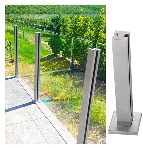 garde corps exterieur Poteaux De Balustrade En Verre, 60 85 90 95 100 120 Cm Poteaux De Clôture En Verre Argentés, Balustres En Acier Inoxydable Pour Balcons, Escaliers, Terrasses Et Piscines(Silver-E