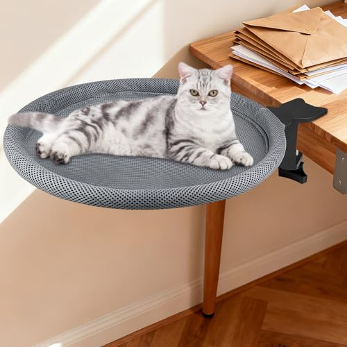 Brynlex Katzenbett, katzenkorb zum schlafen, Katzen Hängematte Bett, Katzenhängematte Schreibtisch Bett, Katzenlieg Hängebett 360 ° Drehbares, Katzenliege für Zuhause Arbeitsplatz Und Spieltische