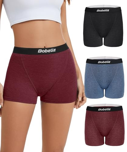 Bobelle Wear Merino Unterwäsche Damen, Wolle Unterhosen Atmungsaktiv Boxershorts Wollunterwäsche Stretch Hipster Weich Frauen Panties 3er Pack (Multicolor01, L)