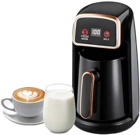 TECKZOON Automatische Elektrische Türkische Kaffeemaschine, 600W Kaffeepott mit Dual-Heizsystem, Smart Bedienung für Kaffee, Wasser & Milch, 300ml Kapazität für 4 Tassen, Anti Trockenlauf
