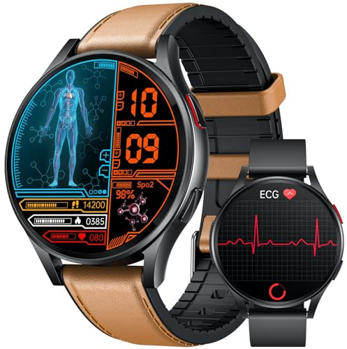 Orologio Smartwatch uomo con Cardiofrequenzimetro Salute: 1.43 AMOLED Watches Orologi Intelligente con ECG+HRV SpO2 Pressione Sanguigna Sonno Monitoraggio Sport Smart Watch Compatibile Android e iOS