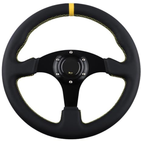 0RahagTFa Flat Steering Wheel 330mm 13 Inch Compatible With Universal Drift Simulation Racing Game Black With Logo