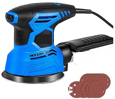 300 W elektrische Exzenterschleifmaschine mit 21 Stück 125 mm Schleifpapier, starke Staubsammelpolitur