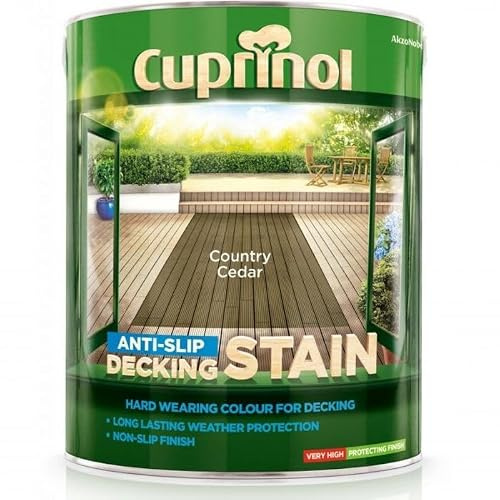 Country Cedar Anti Slip Decking Stain 5L | Exterior Decking Paint and Wood Stain | Durable Non Slip Finish for Garden Decking Patios and Outdoor Timber