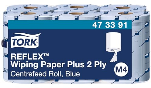 Tork 473391 Reflex Papel de secado Extra/Advanced/ 2 capas/Papel multiuso compatible con el sistema M4 / 6 bobinas x 150,8 m de largo/color azul