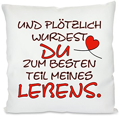 Herzbotschaft Kissen mit Motiv Modell: Der Beste Teil meines Lebens, Stoff, Weiß, 45 x 45 x 10 cm