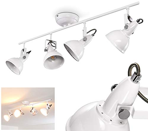 Deckenleuchte Tina, verstellbare Deckenlampe aus Metall in Weiß, 4-flammig, Lampenschirm dreh- u. schwenkbar, 4 x E14-Fassung, Spot im Retro-Design, ohne Leuchtmittel