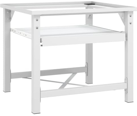 vidaXL Washing Machine Pedestal, Washer and Dryer Stand, Washing Machine Riser with Pull-Out Shelf, Laundry Pedestal for All Washing Machines, White