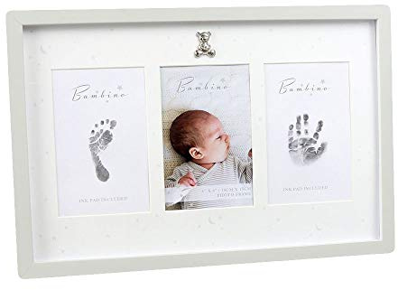 Juliana Bambino Baby Grey Photo Picture Frame Hand + Foot Print Ink Pad Kit Newborn Baby Keepsake Gift