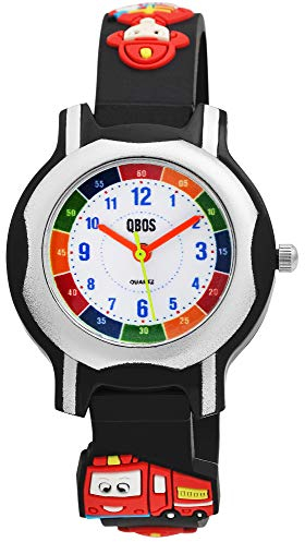 QBOS Kinder-Uhr Silikon Feuerwehr Lernuhr Analog Quarz 4500023