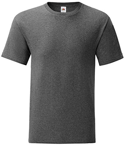 Fruit of the Loom 5er Pack Iconic T Herren T-Shirt Mehrpack Größe S - 5XL, Größe:L, Farbe:dunkelgrau meliert