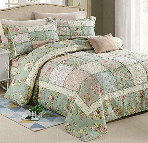 Tagesdecke Bettüberwurf Doppelte Größe Baumwolle 230 * 250Cm Patchwork Bunt Design Steppdecke,Wendbare Dünne Decke Bettwäsche Mit 2 Kissenbezügen,A-230X250+50X70X2