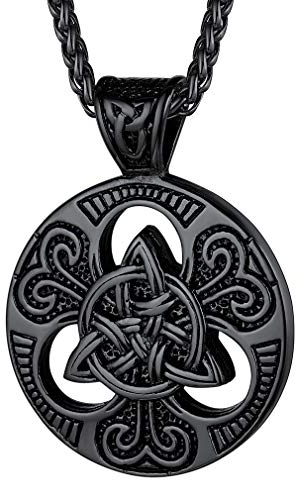 FaithHeart Edelstahl Wiking Kelitscher Knot Kette Herren Keltischer Knot Anhänger für Vatertag Valentinstag