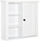 HOMCOM Armario de Baño de Pared Multifuncional Gabinete para Ahorro de Espacio con 3 Niveles Abiertos 1 Puerta Estante Ajustable Antivuelco 53x14,5x50,5 cm Blanco