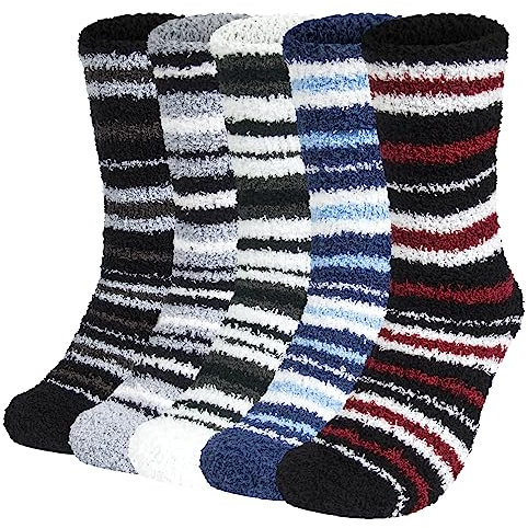 Justay Comf 5 Paar Kuschelsocken Herren Bettsocken Kuschel Flauschig Weiche Socken Haussocken Warme Dicke Business Herren Socken