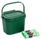 Addis Everyday Kitchen Food Caddy Bin, Dark Green, with 60 x 100% Compost Bags (3 Rolls of 20 Liners), Single