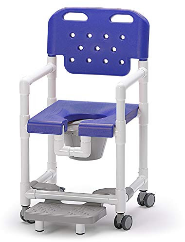 RCN SCC 200 Duschstuhl aus Spezialkunststoff | ergonomisch geformte Rückenlehne | garantiert Nicht rostend | bis zu 150 kg belastbar (SCC 200 BS FT, Kobalt)