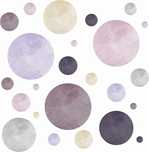 Tjapalo® 134St Große Wandtattoo Punkte Aquarell Pastell für Babyzimmer und Kinderzimmer, Farbe: V79