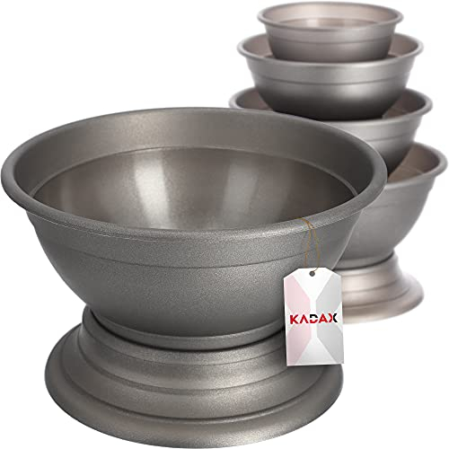 KADAX Blumenschale mit Standfuß, wetterfeste Pflanzschale aus Kunststoff, Kugelschale für Chrysanthemen, Stiefmütterchen, Blumenvase (⌀25,5 cm, Grafit)