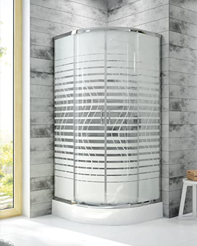 ECOLAM® Duschkabine Duschabtrennung Dusche Fris 90 x 90 x 190 cm Vielterkreis Schiebetür R 55 Echtglas Milchglas gemustert ESG verchromt Silikon