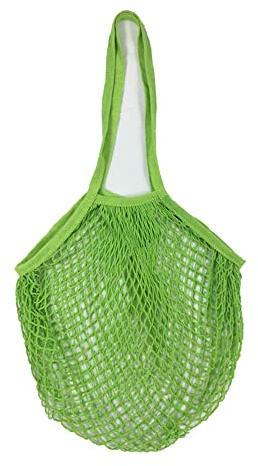 String Einkaufstasche, Baumwolle, wiederverwendbar, Lebensmittelnetzbeutel, tragbares Netz, Einkaufsnetz, Baumwollschnur, Tasche für Obst, Gemüse, Aufbewahrung (grün)