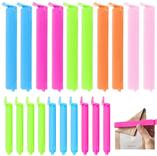 Yafe 20 Pcs Bag Clips for Food Storage, Freezer Bag Clips Fridge Sealing Storage Clips Plastic Bag Sealing Clips Multicoloured Reusable for Snacks, Coffee, Food & Sandwich(2 Sizes)