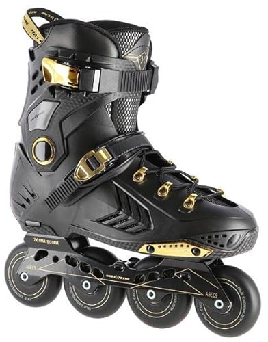 Nils Extreme Inliner für Herren und Damen - Inline Skates - ABEC9 Kugellager - Inliner Erwachsene - 85A Rollen - Rollerskates 39 - Schwarz und Gold - NA20002