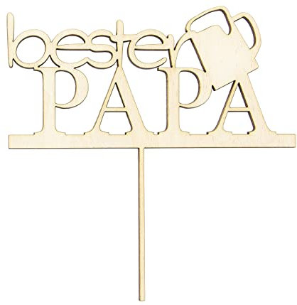 Cake Topper mit Spruch 'Bester Papa' personalisiert - Naturholz oder Acrylglas Tortendeko Kuchendeko Torte, Motiv: bester Papa-2, Material: Birke Multiplex