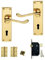 Golden Grace Victorian Scroll Lever Lock Door Handles with 3 Lever Lock Set, 2 Keys and 1 Pair of Hinges in Premium Polished Brass Finish
