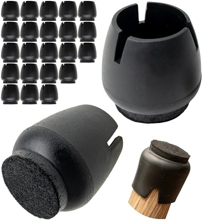 Kit de 24 protège-Pieds de chaises, pour Pieds de chaises Ronds de Ø 17-21 mm, en Noir, protège-Pieds de chaises sans vis, ni Clou, ni Colle, Chaussettes pour Pieds de chaises en stratifié