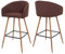 2er-Set Barhocker HWC-D72, Barstuhl Tresenhocker K�chenhocker mit Lehne, Metall Holzoptik - Stoff/Textil, braun
